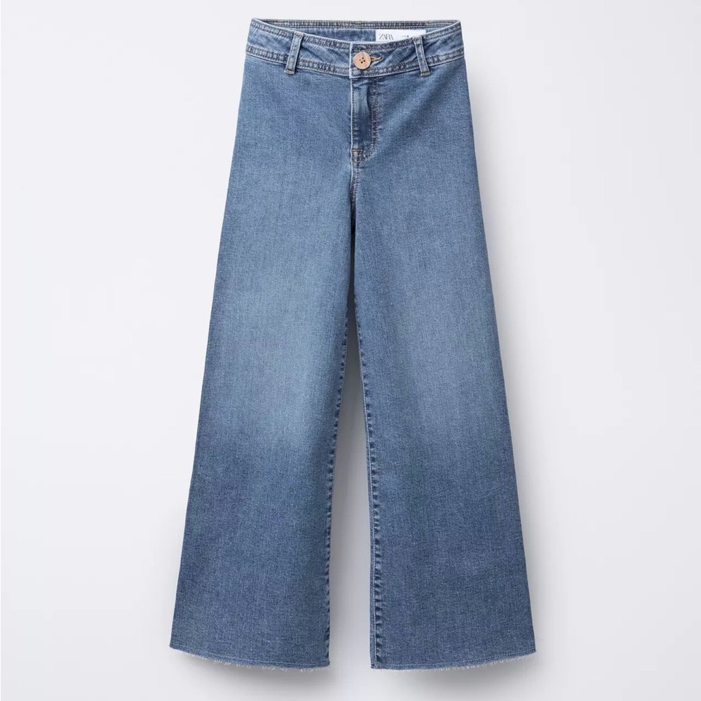 Zara Kids Marine Jeans High-Rise Wide Leg Size 13-14